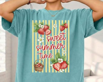 Summer Strawberries T-Shirt, Comfort Colors Tee, Sweet Summertime Trendy Shirt