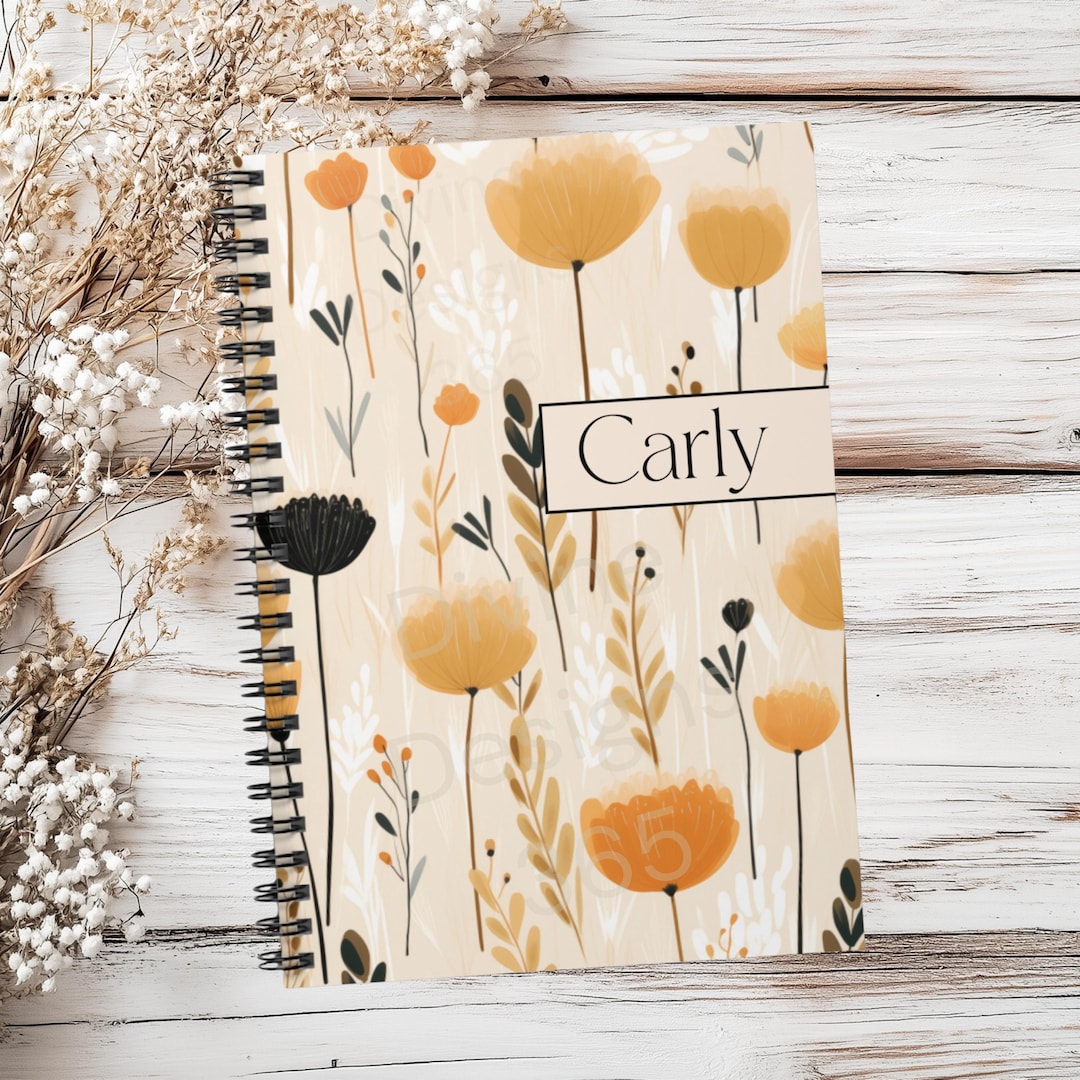 Abstract Boho Floral Spiral Notebook, Custom Writing Gifts for Her ...