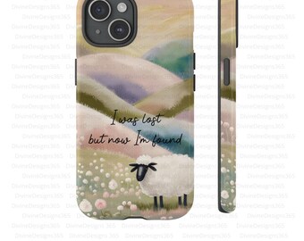 Christian iPhone case cover, Jesus phonecase, lamb sheep, I was lost but now am found, iPhone 16 15 14 13 12, religious protective case