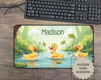Ducks deskmat, kids personalized desk mat, duck desk decor, computer accessories