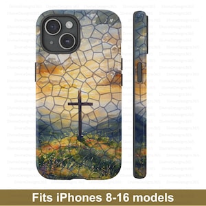 Christian cross iPhone case cover, broken glass effect iPhone protective cover for iPhones 16 15 14 13 12 11 10 9 8, christian gifts