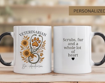 Veterinarian floral stethoscope mug, personalized veterinary medicine coffee cup, vet appreciation gifts, vet student graduation gift