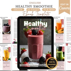 Healthy smoothies recipes,Healthy recipe ebook, Canva ebook, Canva template,custom ebook,nutrition ebook,cookbook template,smoothies pdf,plr