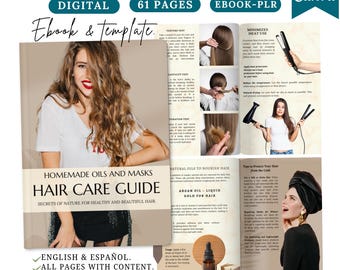 Natural Hair Care Guide eBook:DIY Oils,Masks, and Scalp Care (Canva Template),beauty ebook,hair care guide,natural hair ebook,hair treatment