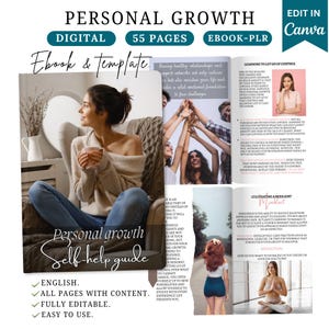 Personal growth,self-help book,mental care book,motivational book,motivational phrases,Canva ebook template, Mindfulness,self love,plr,mrr