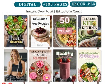 Healthy Recipe Ebook Bundle:Nutrition & Diet(Canva Template),clean eating ebook,healthy lifestyle ebook,healthy food recipes,nutrition ebook