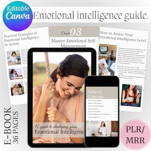 Emotional intelligence Ebook, work Ebook, self-love ebook,canva template,canva ebook,emotional support,Coaching,ebooks,pdf,plr,mrr,self help