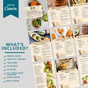 Pu&ograve; includere: Un ricettario digitale con 30 ricette, tra cui petto di pollo ripieno di formaggio e spinaci, torte calde di ricotta e mandorle e waffle al formaggio e alle uova. Il ricettario include un indice, una pagina di benvenuto, una conclusione e una quarta di copertina.