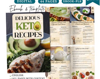 Libro electrónico de recetas keto: 30 recetas bajas en carbohidratos, plantilla de Canva (plr), libro electrónico de recetas bajas en carbohidratos, libro electrónico de dieta keto, plan de comidas keto, recetas cetogénicas
