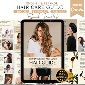 Hair care guide,hair oils,ebook about hair,Canva template,beauty ebook,ebook natural products,scalp care,self-help ebook,wellness,PLR,MRR