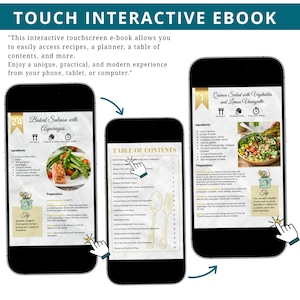 Recetas saludables, recetas ricas en proteínas, libro electrónico de bienestar, recetas caseras, libro electrónico de nutrición, cuaderno de trabajo, libro electrónico PLR, plantilla de libro de cocina, libro electrónico de Canva, Touch imagen 3