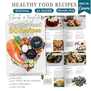 Ebook con 30 ricette salutari: modello Canva personalizzabile (PDF), ebook sull'alimentazione sana, libro di cucina sana, ebook sulla nutrizione, ebook sul benessere
