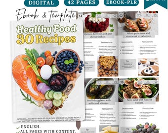 30 Healthy Recipes Ebook: Customizable Canva Template (PDF),clean eating ebook,healthy cookbook,nutrition ebook,wellness ebook