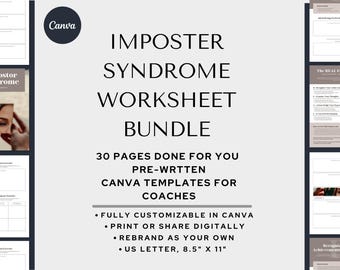 Imposter Syndrome Coaching Workbook, Printable Canva Templates (Digital Download)