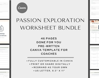 Coaching Worksheet Bundle Set of 46: Passion Exploration Printable (Digital Download)