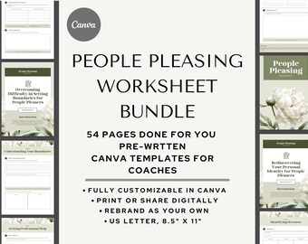 People Pleasing Worksheet Bundle: Coaching Canva Template (Digital Download)