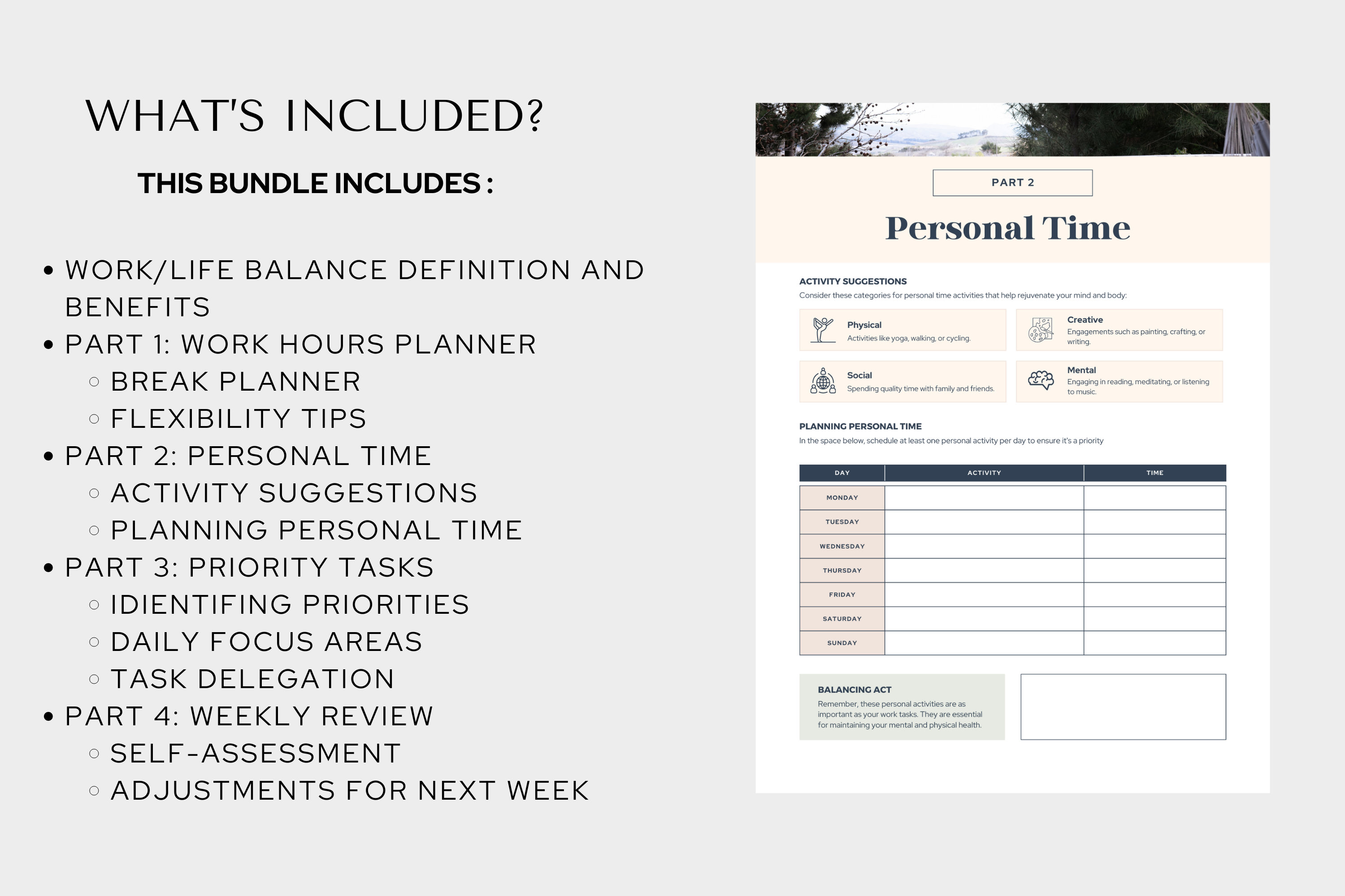Work Life Balance Planner: Coaching Workbook Canva Template (PDF ...