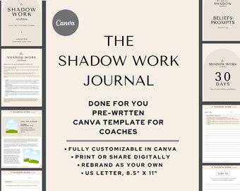 Printable Shadow Work Journal, Self-Discovery Workbook, Canva Template (Digital Download)