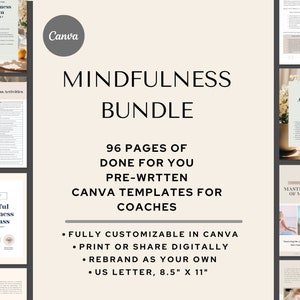 Mindfulness Bundle Coaching Canva Template Mindfulness Workbook Coaching Worksheet Journal eBook Coaching Business Commercial Use Life Coach