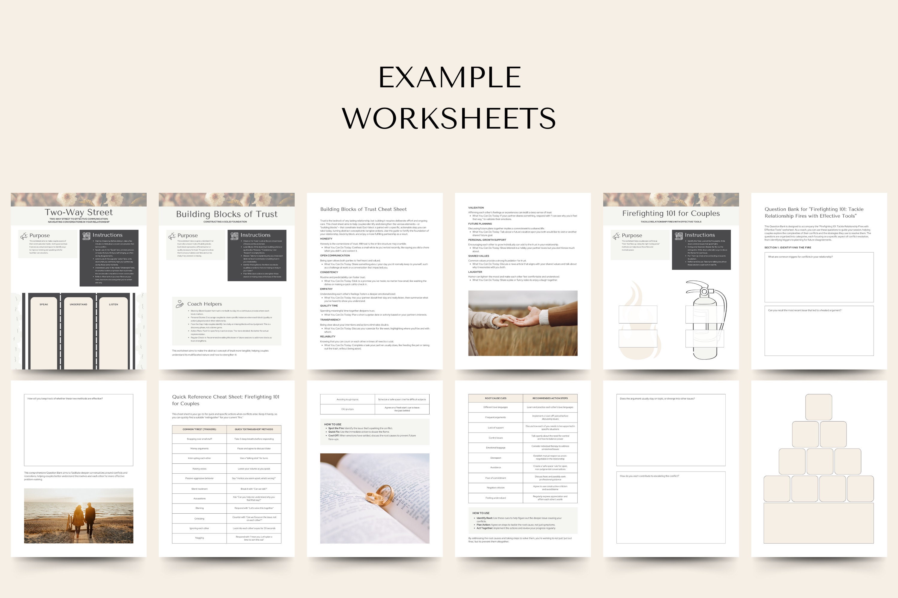 Couples Workbooks Worksheets Marriage Counseling Therapy Tools Handouts ...