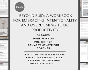 Coaching Workbook Canva Template: Avoid Burnout, Embrace Intentionality (PDF)