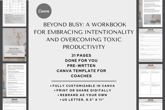 Coaching Workbook Canva Template: Avoid Burnout, Embrace Intentionality (PDF)