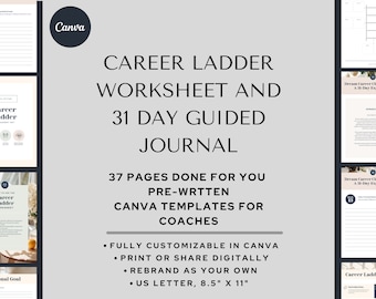 Career Ladder Worksheet, Goal Setting Planner, Canva Template (Digital Download)