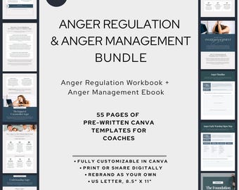 Anger Management Workbook Canva Templates, Coach Ebook Bundle (Digital Download)