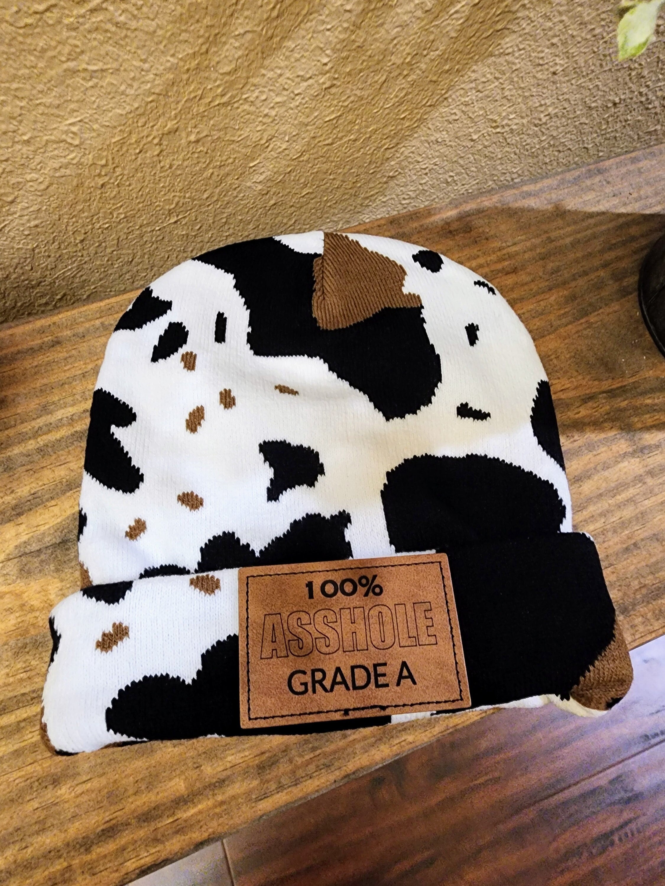 Cow Print Beanie - Brown Cowprint Banjo Brand Beanie – BANJO BRAND HAT CO main image 3