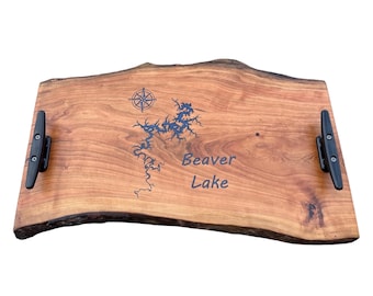 Custom epoxy filled lake charcuterie board
