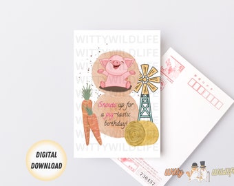 Lustige Schwein Geburtstagskarte | Schwein Grußkarte | Sofortiger digitaler Download