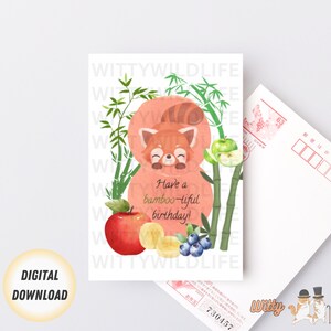 Funny Red Panda Birthday Card | Printable Red Panda Greeting Card | Instant Digital Download