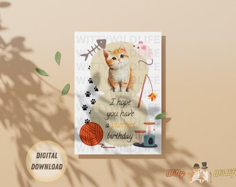 Funny Cat Birthday Card | Printable Greeting Card (Digital Download)