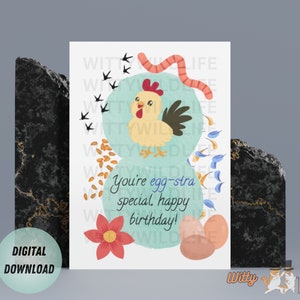 Funny Chicken Birthday Card | Printable Chicken Greeting Card | Instant Digital Download