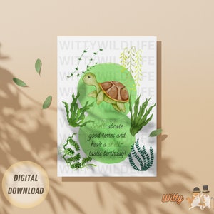 Funny Turtle Birthday Card | Printable Turtle Greeting Card | Instant Digital Download