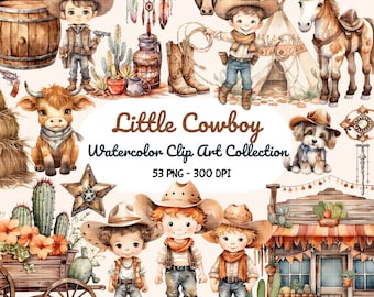 Cute Cowboy Clipart, Baby Western Clipart, Baby Cowboy PNG, Wild West Clipart, Desert Clipart, Saddle Clipart, Saloon, Horse, Cactus PNG
