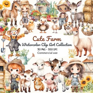 Süße Bauernhof Clipart, Bauernhof Tiere Aquarell, Bauernhof Tierbabys, Kleiner Bauer Clipart, Baby Bauernhof Leben, Bauernhof PNG, Bauernhof Tiere Kinderzimmer Clipart