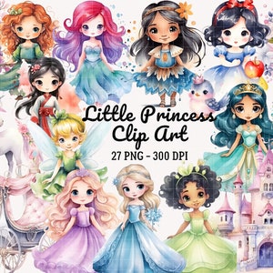 Kleine prinses clipart, baby prinses PNG, aquarel prinses clipart, peuter prinses, kwekerij decor PNG, sublimatie, prinses verjaardag