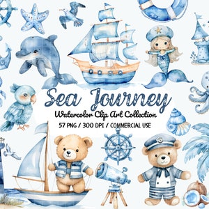 Cute Sailor Teddy Bear Clipart, Clipart di vivaio nautico, PNG sotto il mare, Baby Bear, PNG spiaggia, Clipart oceano, Vita marina, Compleanno Baby Shower