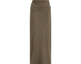 Dyed Washed Straight Hip-Hugging Slim Maxi Skirt