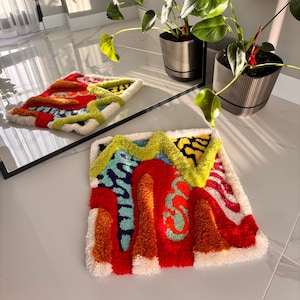 Abstract getuft 3D pluizig getuft vloerkleed