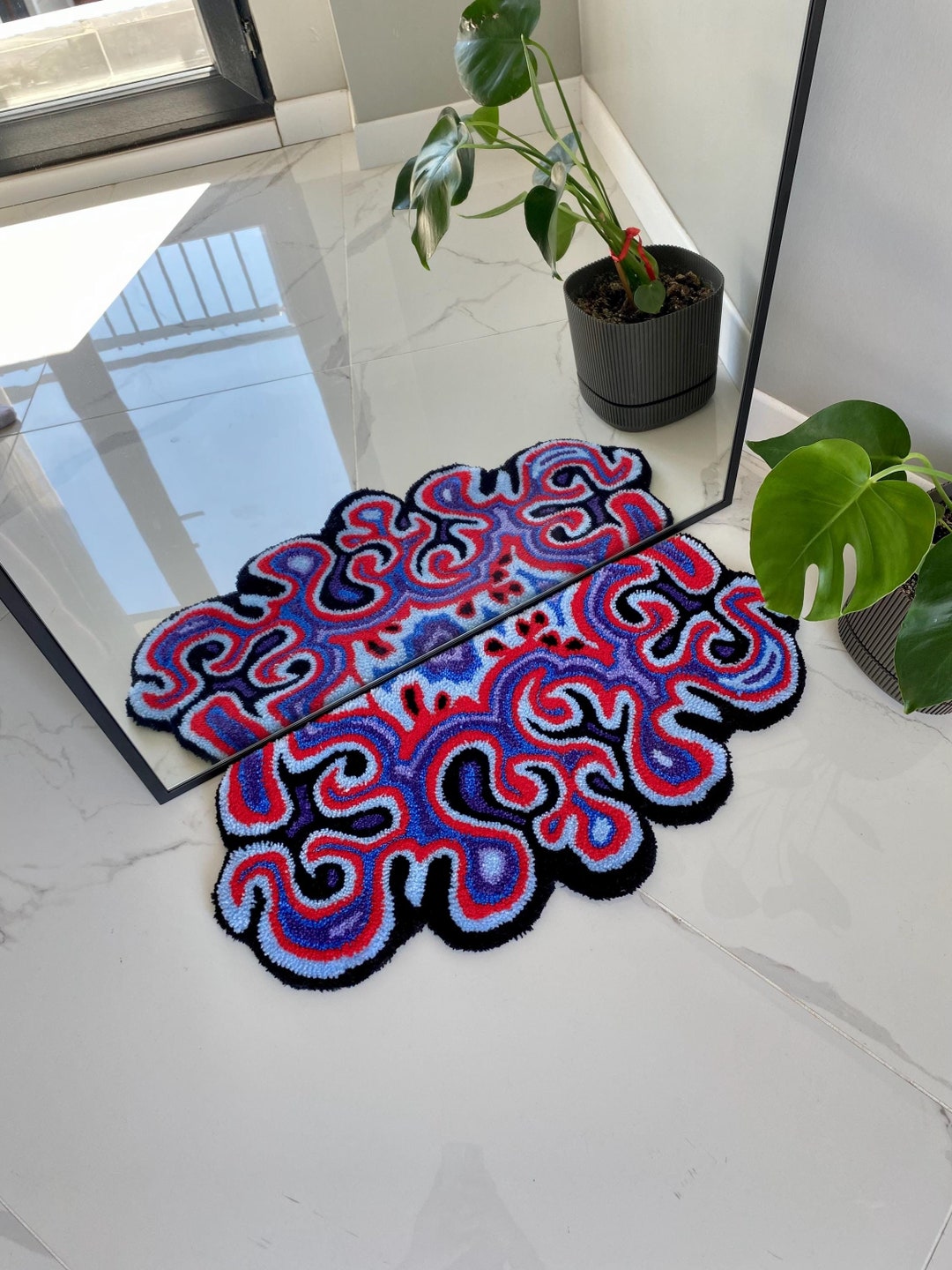 Mirror Rug Handmade Abstract Dark Gothic Mirror Rug - Etsy