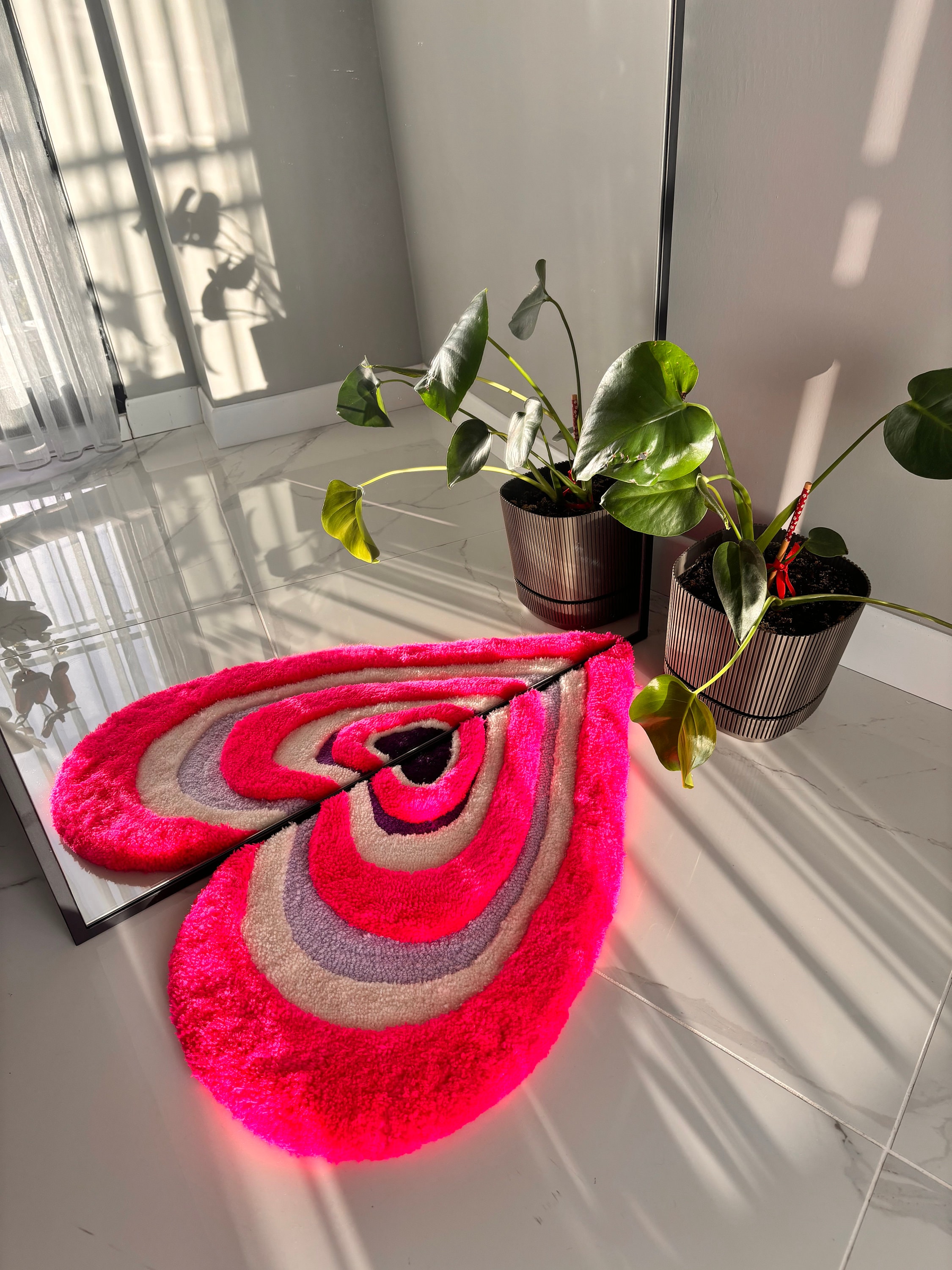 Heart Shaped Nested Mirror Front 3D Fluffy Tufted Rug - Etsy