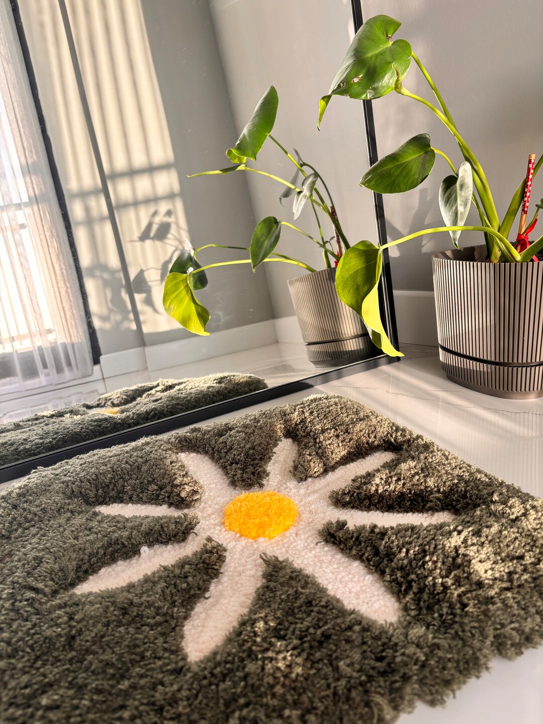Daisy & Grass Flower Tufted Rug - Etsy