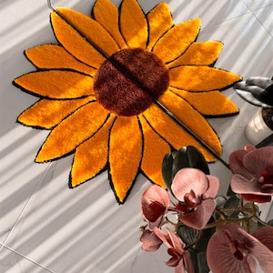 3D Sunflower Mirror Front Fluffy Handmade Tufted Rug - Etsy