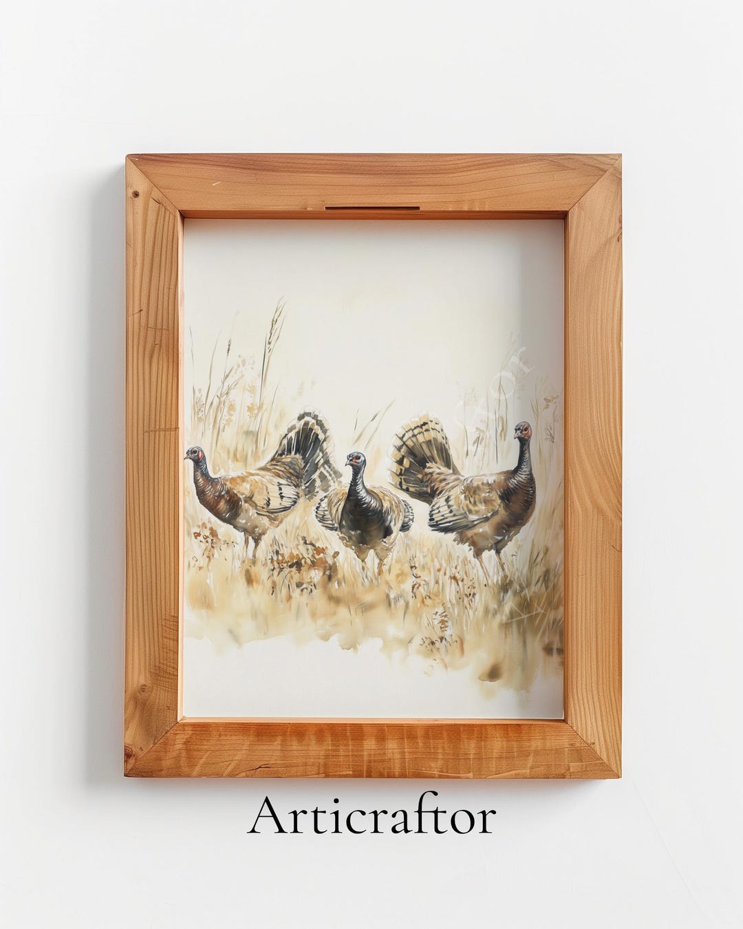 Wild Turkey Watercolor Canvas, Rustic Farmhouse Decor, Autumn Nature ...