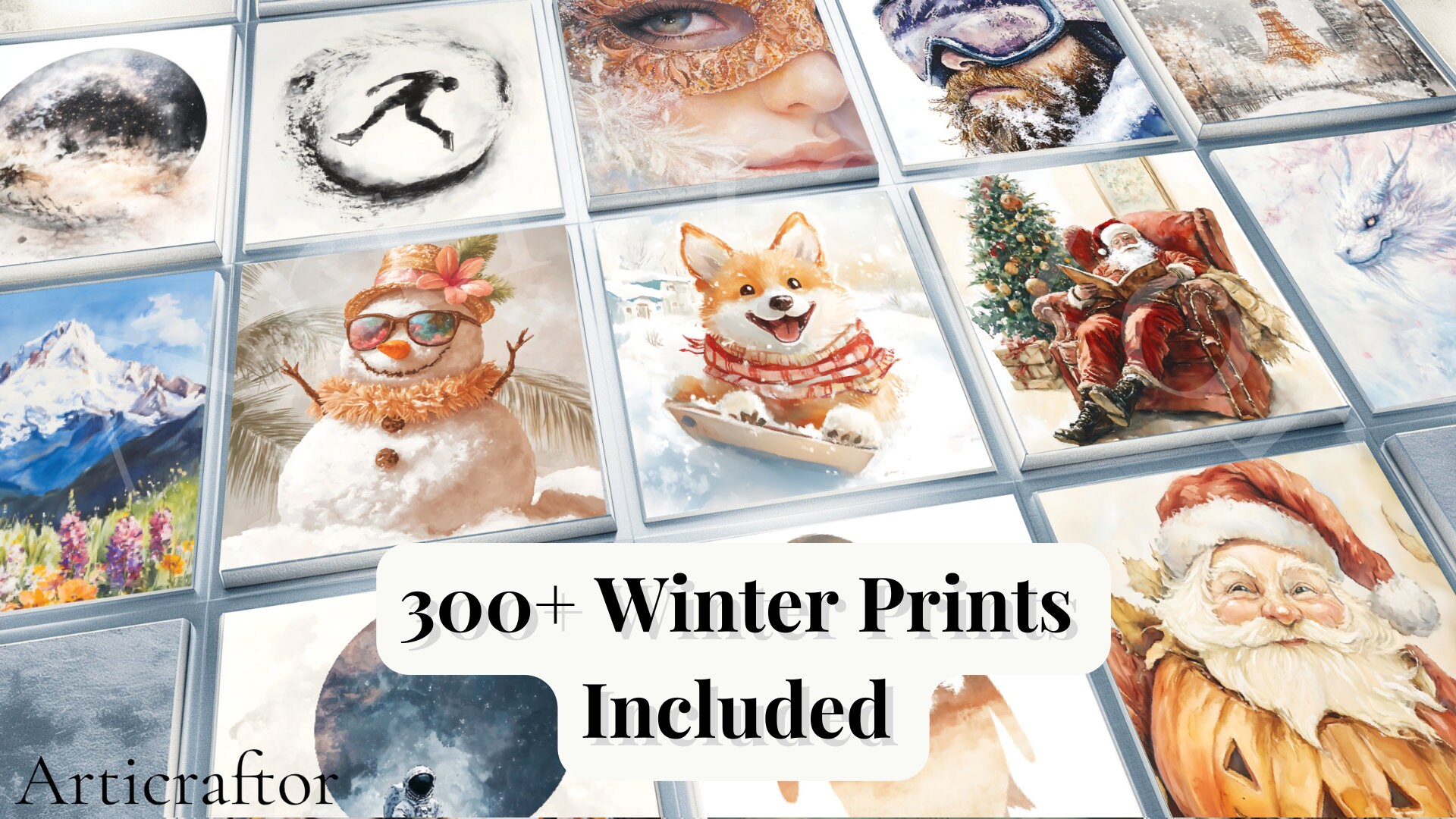 300+ Winter Wonderland Digital Prints Bundle, Snowy Landscape Backgrounds, Festive Holiday Scenes, Cozy Christmas Imagery