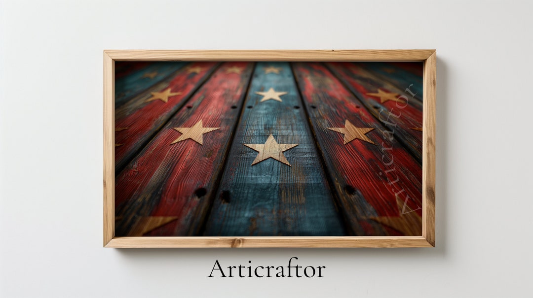 Wooden Rustic American Flag Digital Print 4th of July Décor, American ...