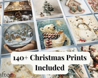 140+ Christmas Digital Illustrations, Festive Holiday Scenes, Seasonal Artwork, Whimsical Animal Characters, TV Background, Poster Bundle