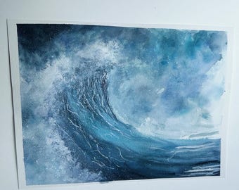 Watercolor Ocean Waves Painting Tutorial: How to paint for beginner artists (digital download)